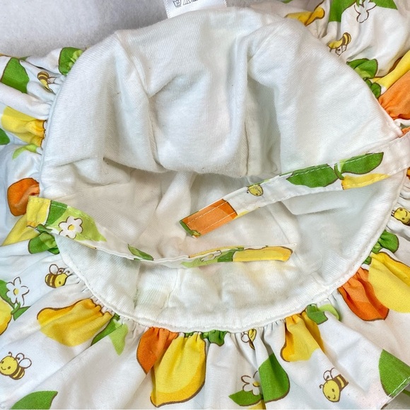 Baby Girl Gymboree 6 - 12 Mo Lemon Bumblebee Sun Hat Chin Strap Green Ribbon - Picture 8 of 10